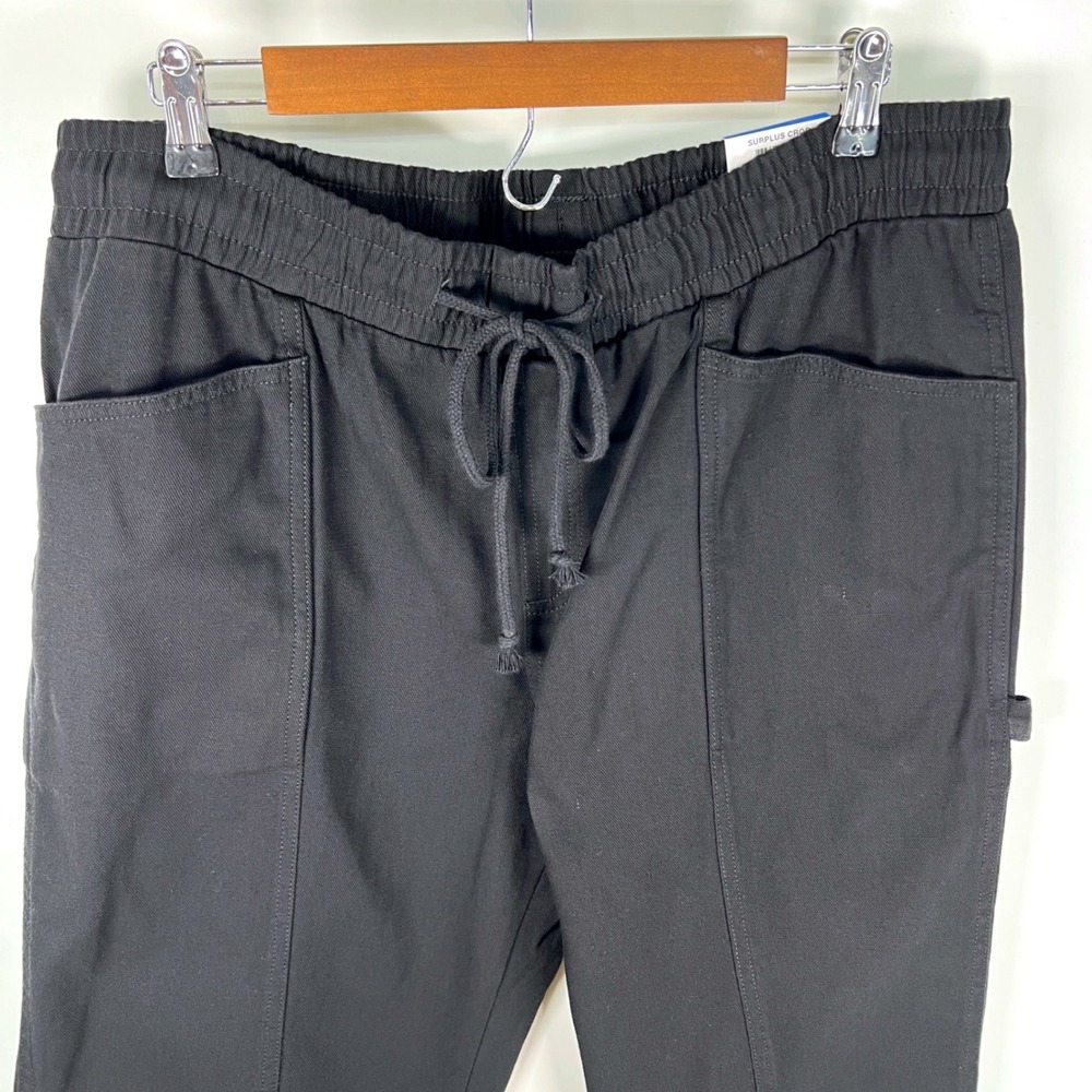 Style & Co Women Black Utility Crop Pants XL Mid Rise Straight Cotton Drawstring - Picture 3 of 8